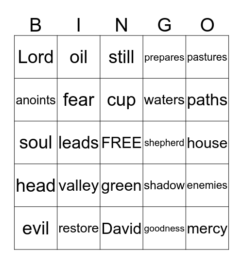 Psalm 23 Bingo Card