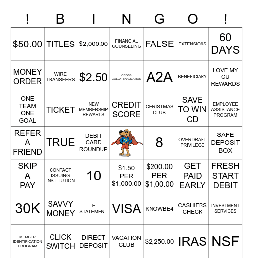 AAACU BINGO TRIVIA Bingo Card