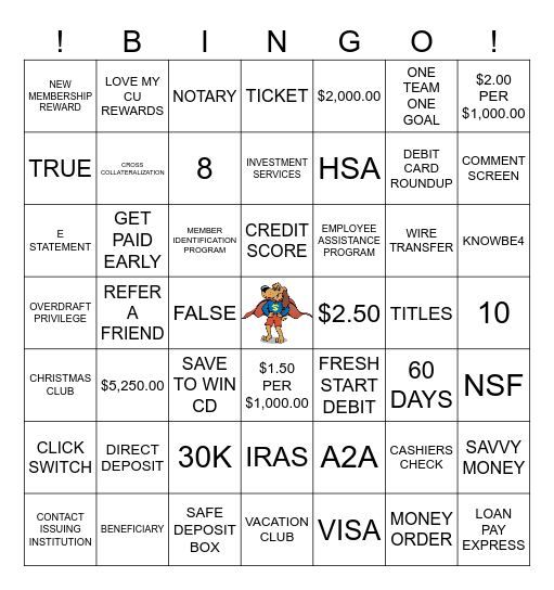 AAACU BINGO TRIVIA Bingo Card