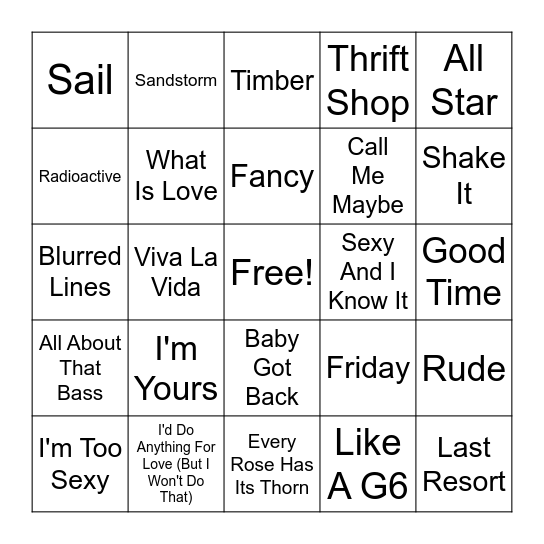Round 2 - So Bad, It's Good! Bingo Card