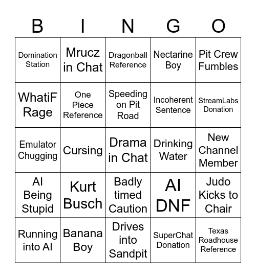 WhatiFRacing Bingo Card