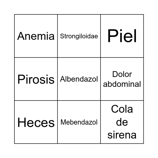 Ancylostoma duodenale Bingo Card