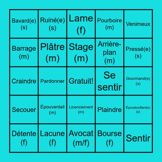 Vocabulaire - printemps Bingo Card