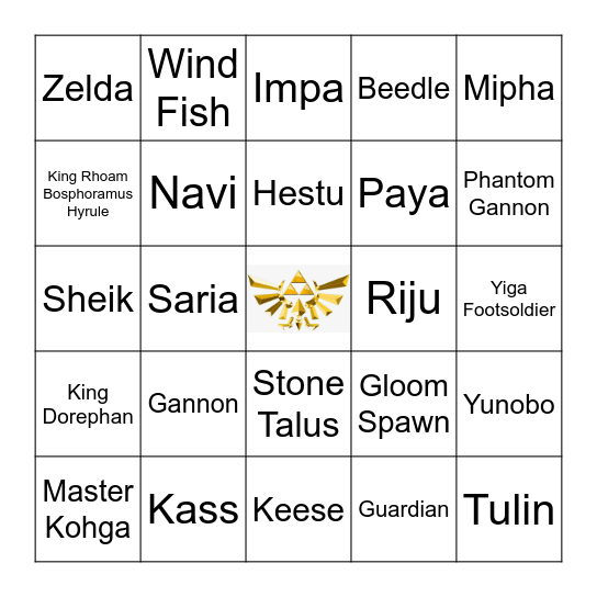 Zelda Bingo Card