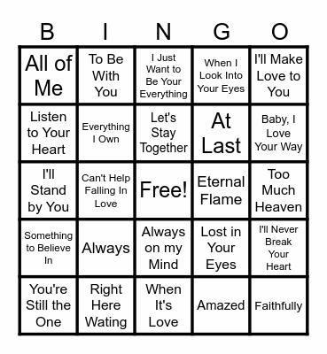 MUSIC BINGO at the Ann Arbor Eagles! Bingo Card