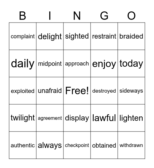 Predictable Vowel Teams Bingo Card