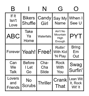 Throwback Music Bingo Card