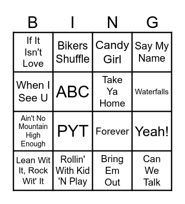 Throwback Music Bingo Card