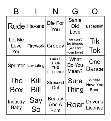 MUSICAL Bingo Card