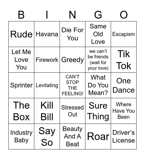 MUSICAL Bingo Card