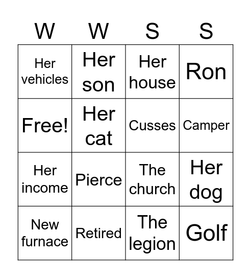 What will she say? Bingo Card
