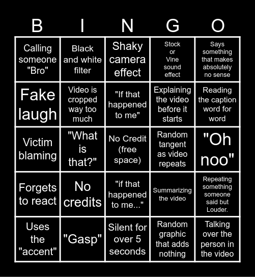 Sssniperwolf Bingo Card