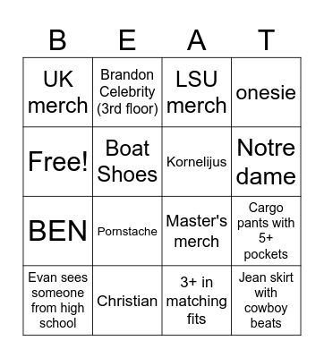 BEAT BONANZA SYMONE Bingo Card