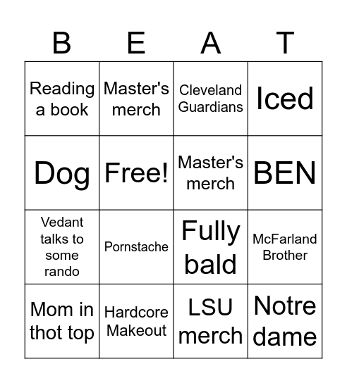 BEAT BONANZA EVAN Bingo Card