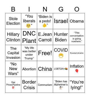 Trump Bingo Card