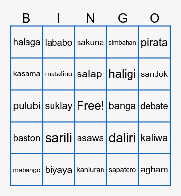 TAGALOG SIGHT WORDS Bingo Card