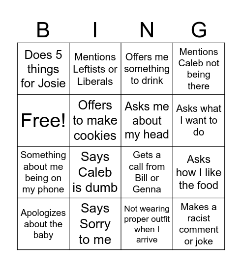 Glenny Bingo Card