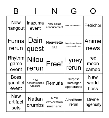 4.6 Livestream Bingooooooo Bingo Card