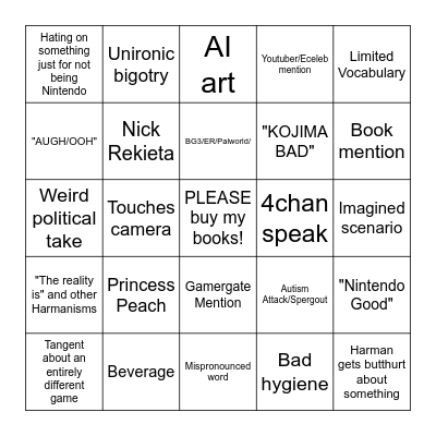 Harman Bingo 2.0 Bingo Card