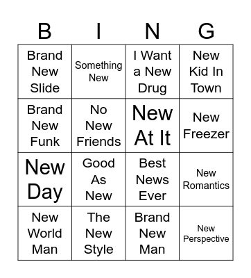 So What's New Bingo Card