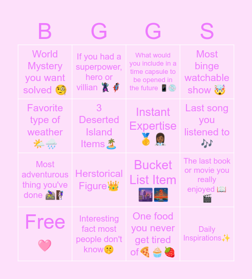 Baldwin Hills Get to Know You Scavenger Hunt Bingo Card
