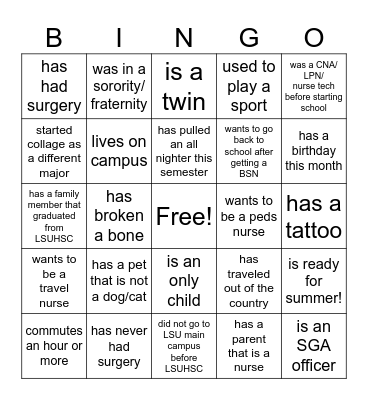 find someone who... Bingo Card