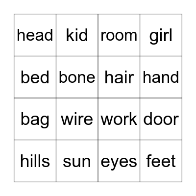 The Raven's Song - Chapter 1- Nouns (Set 1) Bingo Card