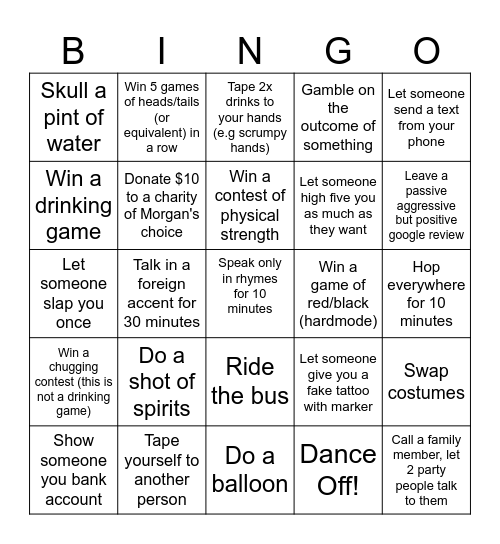 Tim's Bingo Card