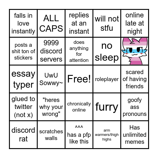 furry bingo Card