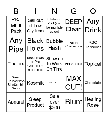 WEEDO Bingo Card