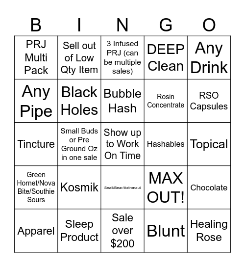 WEEDO Bingo Card