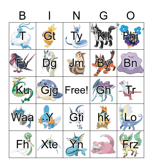 Pokemon Bingo Card