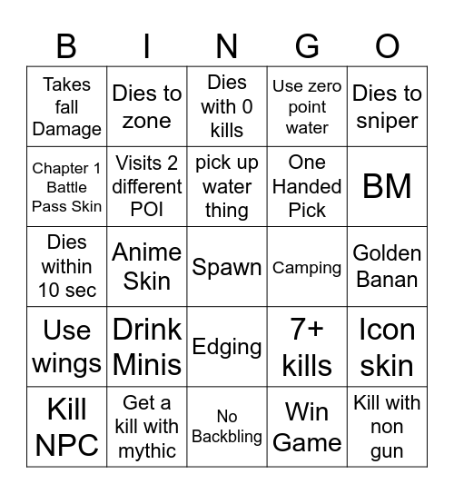 FN Bingo Card