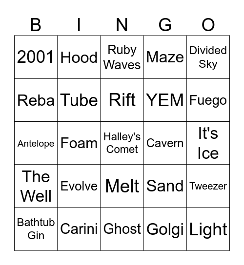 Phish Sphere Bingo Card