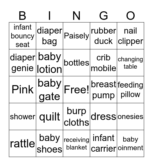 Paisley Grace Bingo Card