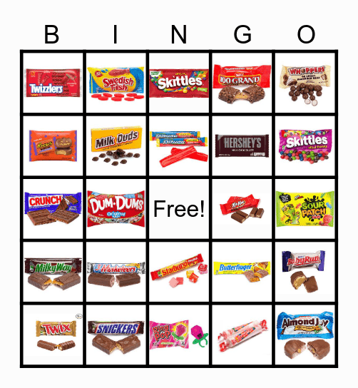 Halloween Candy Bingo Card