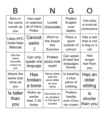 Untitled Bingo Card