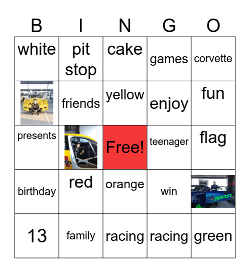 Racing Bingo Card