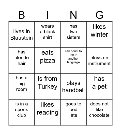 Find someone who Bingo Card