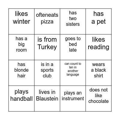 Find someone who Bingo Card