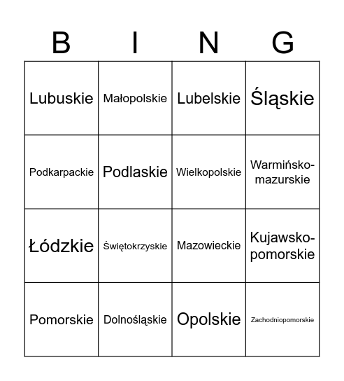 Województwa 2024 Bingo Card