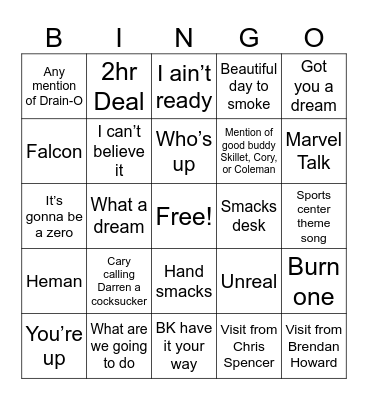 Darren Bingo Card