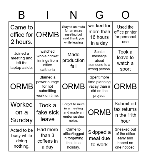 Friday Fun! Bingo Card