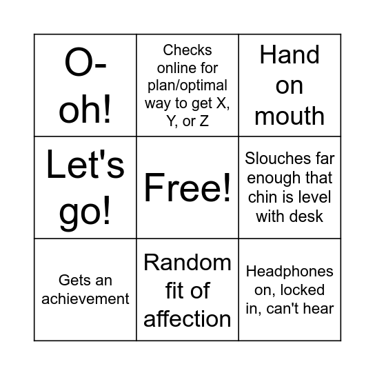 Eric Gaming Bingo Card