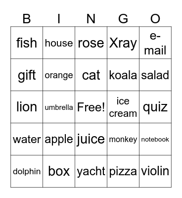 Warm-up Bingo Card