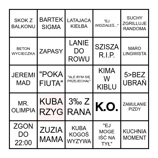 BINGO BANGO BONGO BISH BASH BOSH Bingo Card