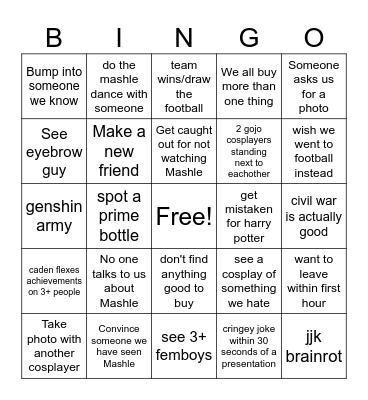 Armageddon Bingo Card