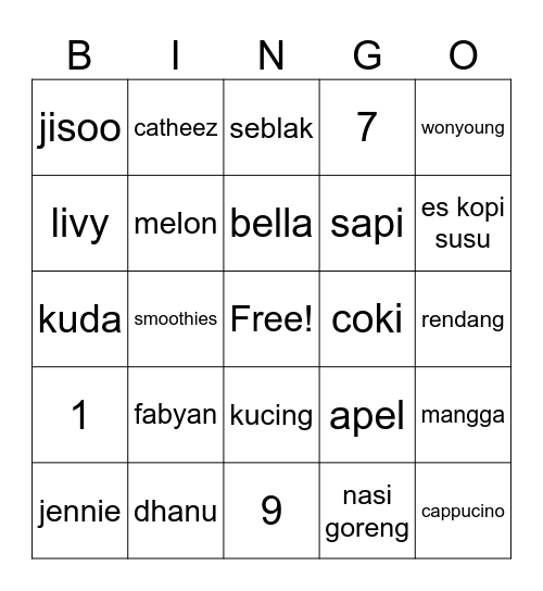 punya mikha 🌟 Bingo Card