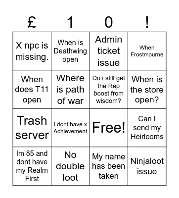 Deathwing launch Bingo Card