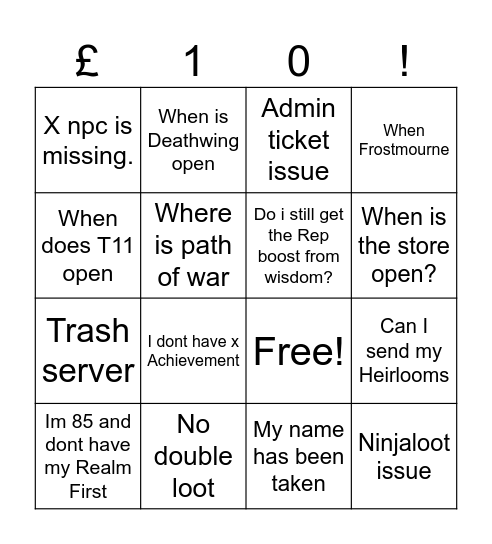 Deathwing launch Bingo Card